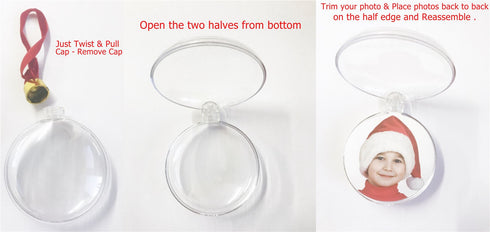 PERSONALISED CHRISTMAS TREE PHOTO BAUBLES 70MM. HBB016B