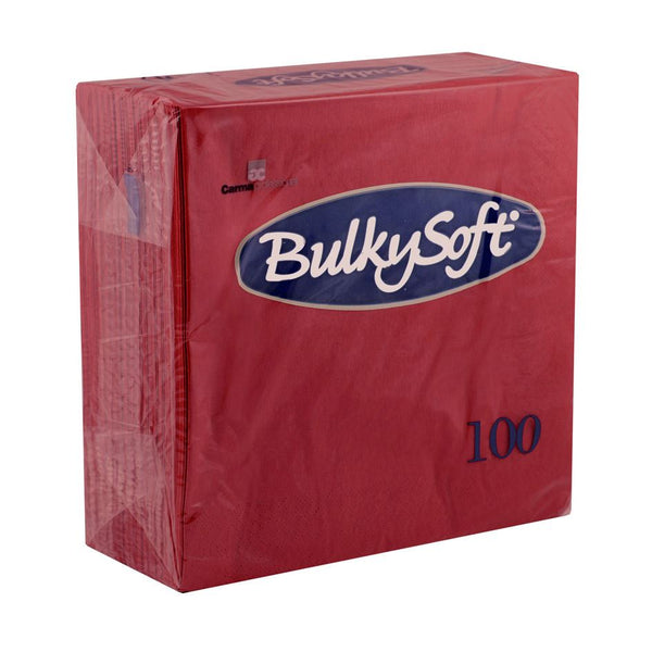 BULKY SOFT 2PLY 4 FOLD NAPKINS 40CM X 40CM 100/PK - BORDEAUX. 32083