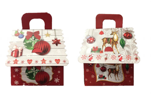 CHRISTMAS REINDEER / BAUBLES GIFT BAG BOX 15.8CM X 9.5CM X 14.5CM 12/PK. YXL5016L