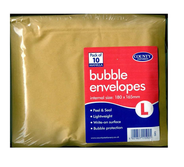 COUNTY GOLD BUBBLE ENVELOPES CD 180MM X 165MM 10/PK. C693