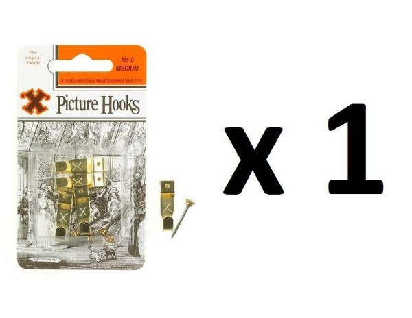 Brass Picture Hooks - SHAW X Medium No. 2, 4-Pack FS12824