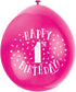 1st Birthday Balloons - UNIQUE PARTY Happy Latex Pack | UNI56033