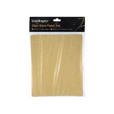 Glass Sandpaper Pack - BLACKSPUR Assorted Grits 20 Sheets GP273