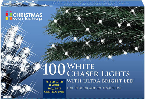 CHRISTMAS WORKSHOP 100 BRIGHT WHITE CHASER LED LIGHTS. 77320