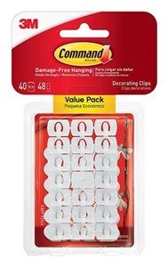 WHITE 40 COMMAND DECORATING CLIPS VALUE PACK. 17026-VP 978034