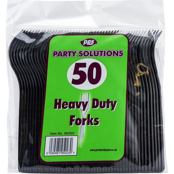 Heavy Duty Plastic Forks - Black 50 Pack PPS95023