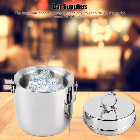 GRUNWERG STAINLESS STEEL ICE BUCKET AND TONG SET. IBS130DW
