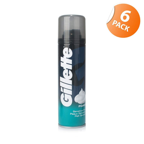 GILLETTE SENSITIVE SKIN SHAVING FOAM 200ML 6/PK. GIFS