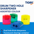 TIGER DRUM TWO HOLE SHARPENER ASSORTED COLOUR. T301522