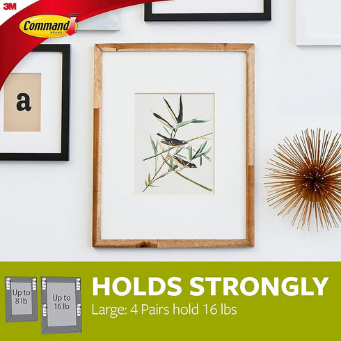 COMMAND PICTURE HANGING STRIPS VALUE PACK - 4 PAIRS (MEDIUM) 8 PAIRS (LARGE). 4345 17209