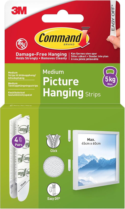 COMMAND PICTURE AND FRAME HANGING STRIPS MEDIUM - 4 PAIRS. WL4598-4
