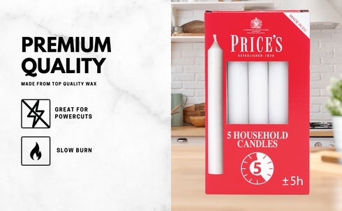 PRICES HOUSEHOLD CANDLE 5HRS 5/PK. HC056028 354052