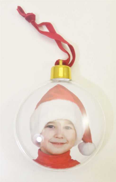 PERSONALISED CHRISTMAS TREE PHOTO BAUBLES 70MM. HBB016B