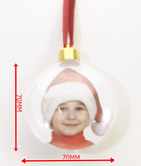 PERSONALISED CHRISTMAS TREE PHOTO BAUBLES 70MM. HBB016B