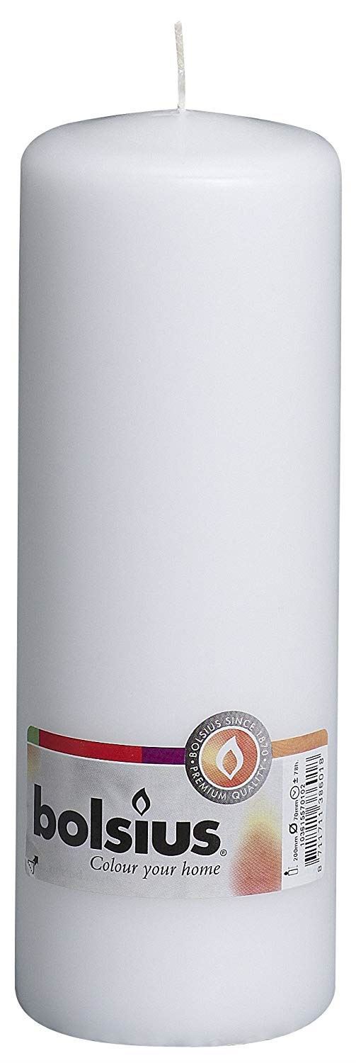 White Pillar Candle - BOLSIUS 200mm x 70mm Elegant Decor