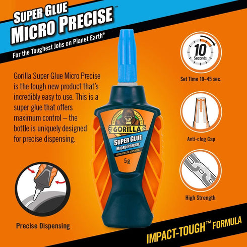 Gorilla Super Glue Micro Precise - Strong Bond in 5gm Size