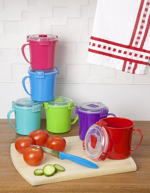 SISTEMA KLIP IT SOUP MUG 656ML ASSORTED COLOUR. S21107