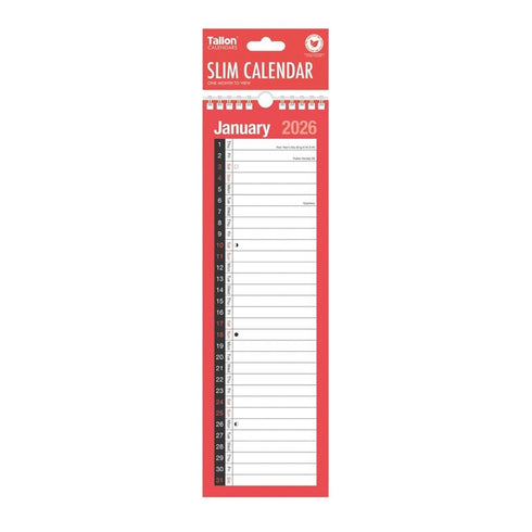 TALLON MONTH TO VIEW SLIM CALENDAR 2026 12/PK. TA3801