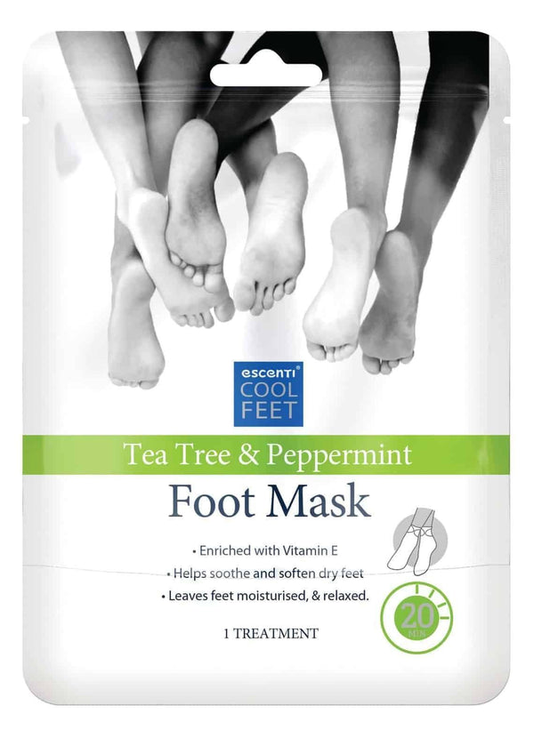 ESCENTI COOL FEET TEA TREE & PEPPERMINT FOOT MASK 20 MINUTES. ESC1009