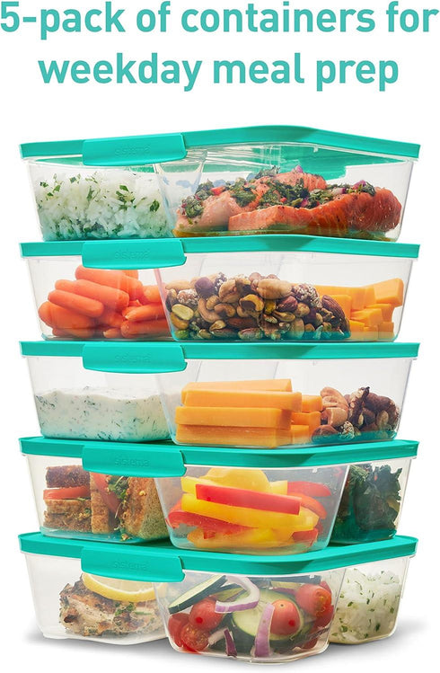 SISTEMA NEST IT MEAL PREP 3 COMPARTMENTS CONTAINERS 1900ML 5/PK. SIS59175