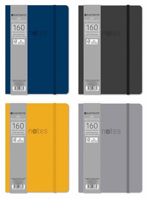 EASYNOTE ASSORTED COLOUR SOFT TOUCH A5 NOTEBOOK 160 PAGES. TA7687/FSC