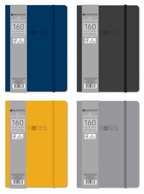 EASYNOTE ASSORTED COLOUR SOFT TOUCH A5 NOTEBOOK 160 PAGES. TA7687/FSC