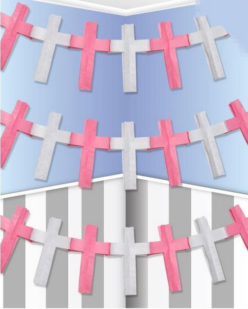 PAPER CROSS GARLAND PINK. 31037