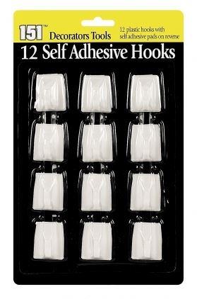 Self Adhesive Hooks - 12 Pack Easy Install 1511042A-36