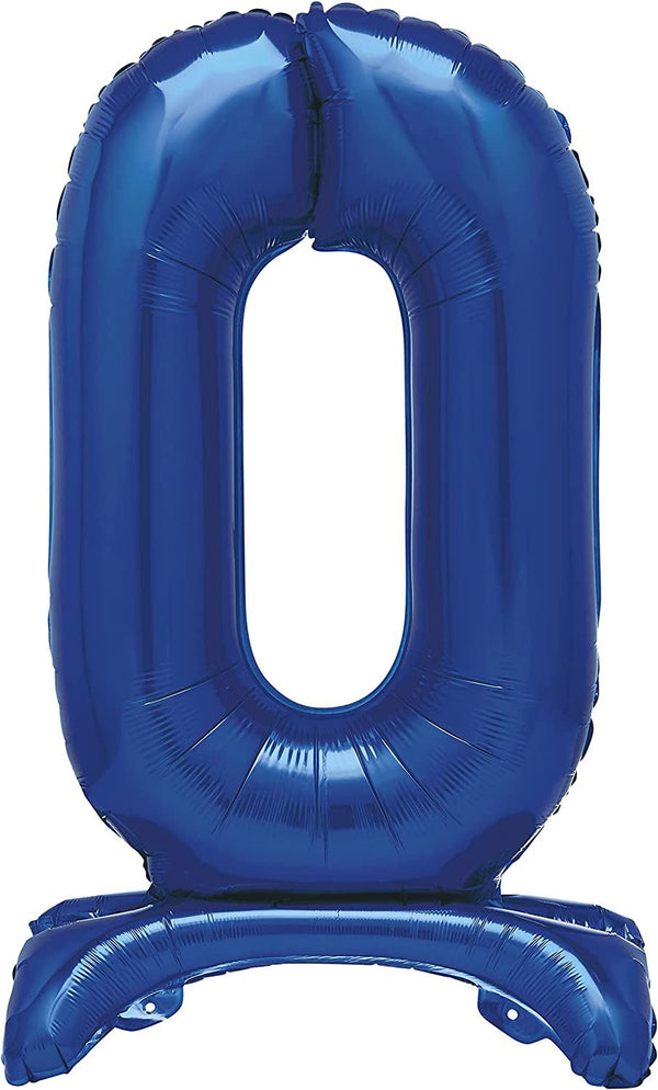 Giant Blue Number Balloon - 76cm Foil Number 0 for Parties