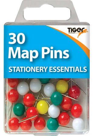 Coloured Map Pins 30-Pack - Essential for Organizing