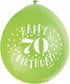 70th Birthday Balloons - Unique Party Multicolour Pack of 10