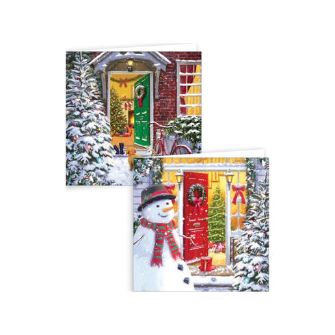GIFTMAKER CHRISTMAS DOOR SQUARE GREETINGS CARDS 10/PK. GC816