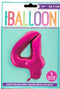 Pink Number 4 Balloon - Unique Birthday Glitz Foil Decoration