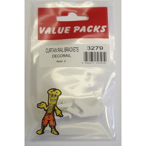 Curtain Rail Brackets - FAST PAK VALUE 3279, 2 Per Pack