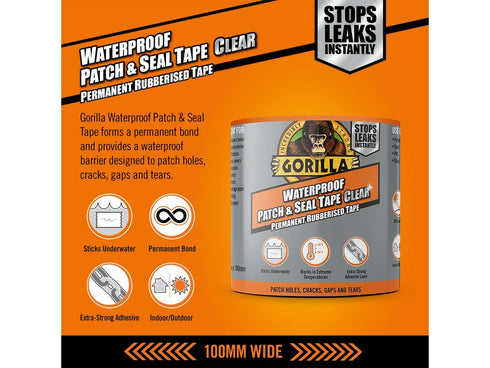 Waterproof Seal Tape - GORILLA CLEAR PATCH & SEAL 100MM X 2.4M