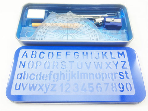 Geometry Compass Set - 10PCS Maths Kit in Tin Case 6822
