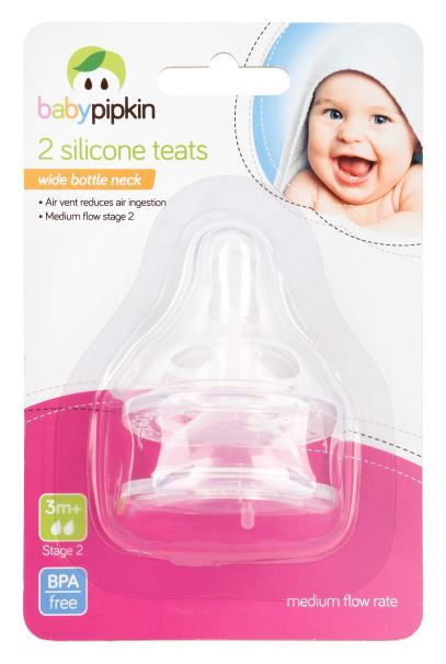 BABYPIPKIN SILICONE TEATS (WIDE BOTTLE NECK) 2/PK. Z66047