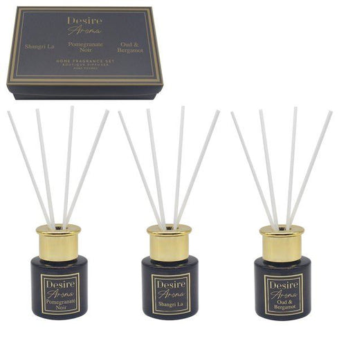 SET OF 3 DESIRE AROMA SHANGRI LA & POMEGRANATE & OUD BERGAMOT DIFFUSER. LP76767
