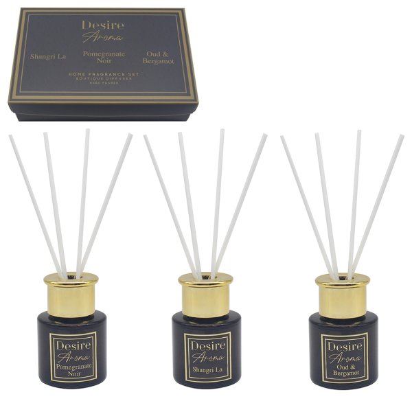 SET OF 3 DESIRE AROMA SHANGRI LA & POMEGRANATE & OUD BERGAMOT DIFFUSER. LP76767