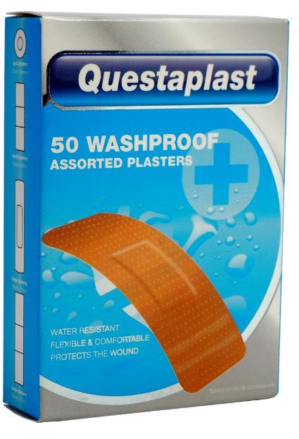 QUESTAPLAST ASSORTED WASHPROOF PLASTERS 50/PK. 43474-003