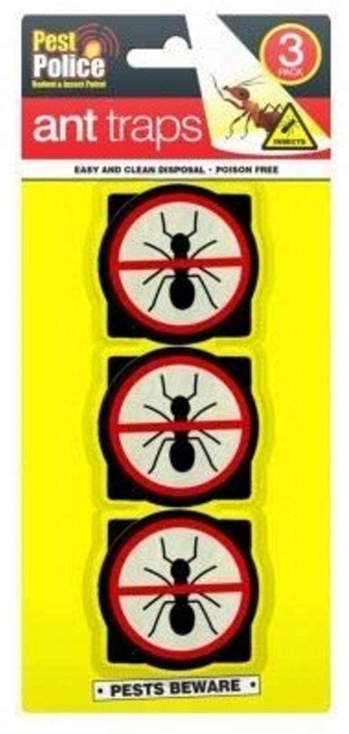 PEST POLICE PACK OF 3 ANT TRAPS DISPOSAL POISON FREE BAITED GLUE. OL317532