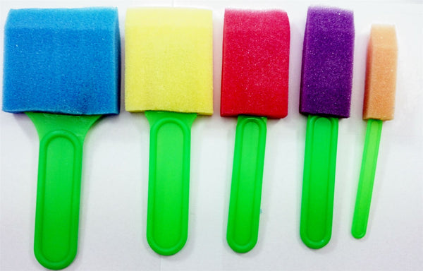 5 COLOUR FOAM CRAFTING SPONGES PLASTIC BRUSH. CR0529