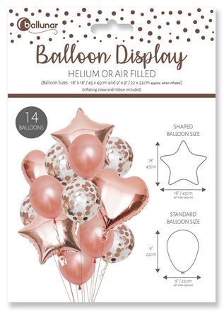 EUROWRAP 14 PIECE BALLOON SET ROSE GOLD APX 45 X 45 CM. 28854-RGCC