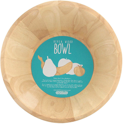 Rubberwood Salad Bowl - Natural Wood Serving Dish AP6605