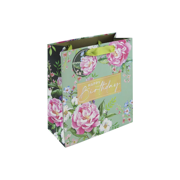 EUROWRAP FLORAL HAPPY BIRTHDAY MEDIUM GIFT BAG APX 22 X 10 X 25 CM. 35404-3C