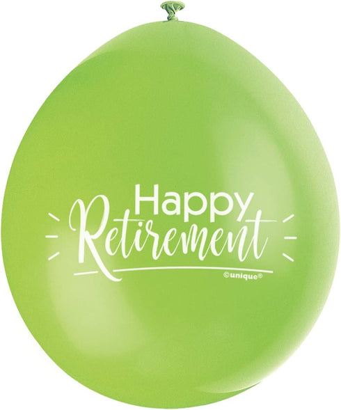 Retirement Party Balloons - UNIQUE PARTY Happy Retirement 10 Pack