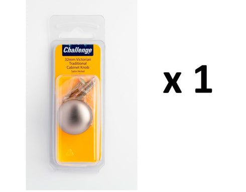 Victorian Cabinet Knob - Satin Nickel Traditional Design 32mm