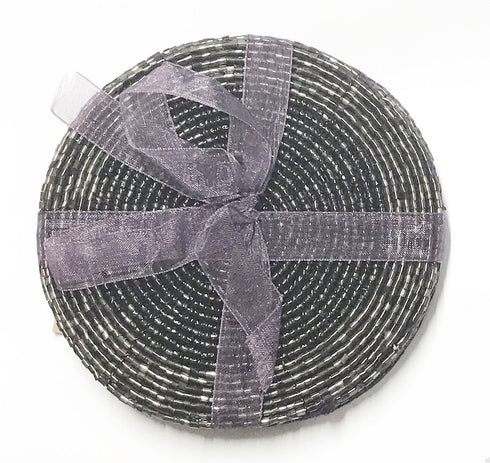 4 PURPLE BEAD COASTERS. KI6733