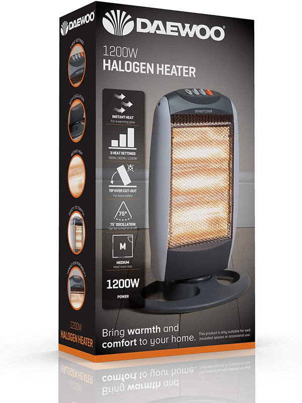 Daewoo Halogen Heater 1200W HEA1416GE - Stay Warm & Cozy