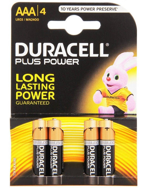 DURACELL BASIC AAA MN2400 BATTERIES - 4 PACK SIMPLY. MN2400